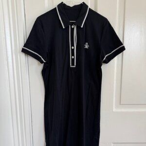 Black Polo-Style Women's Dress with Contrast Trim